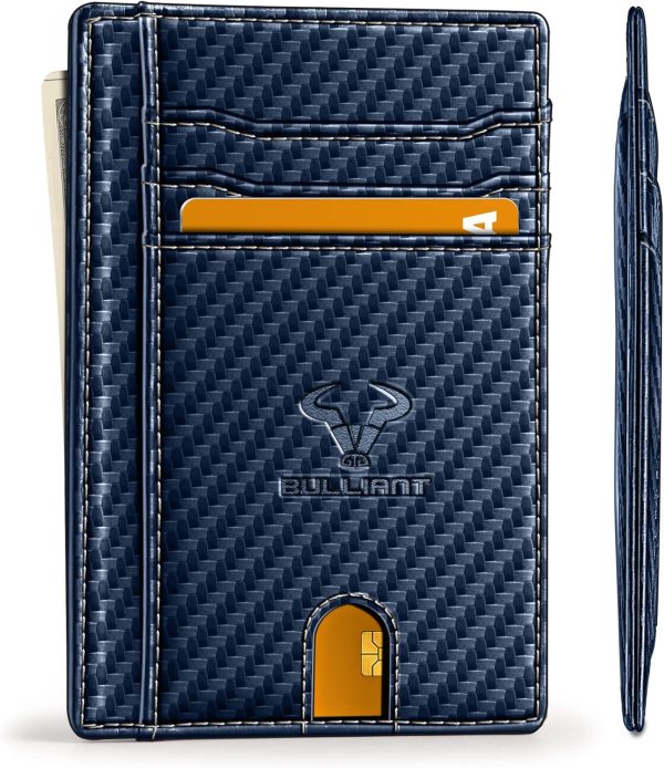 Bulliant - Cartera delgada de bolsillo frontal azul carbon-ZGB