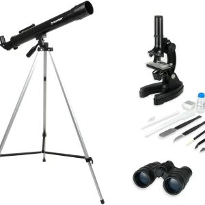 KIT DE TELESCOPIO 50mm-MICROSCOPIO 900X-BINOCULARES 4X30 CELESTRON 22010