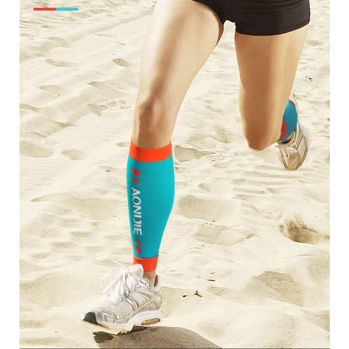 MEDIAS DE COMPRESION CELESTE/NARANJA AONIJIE RUNNING E4405 - Imagen 2