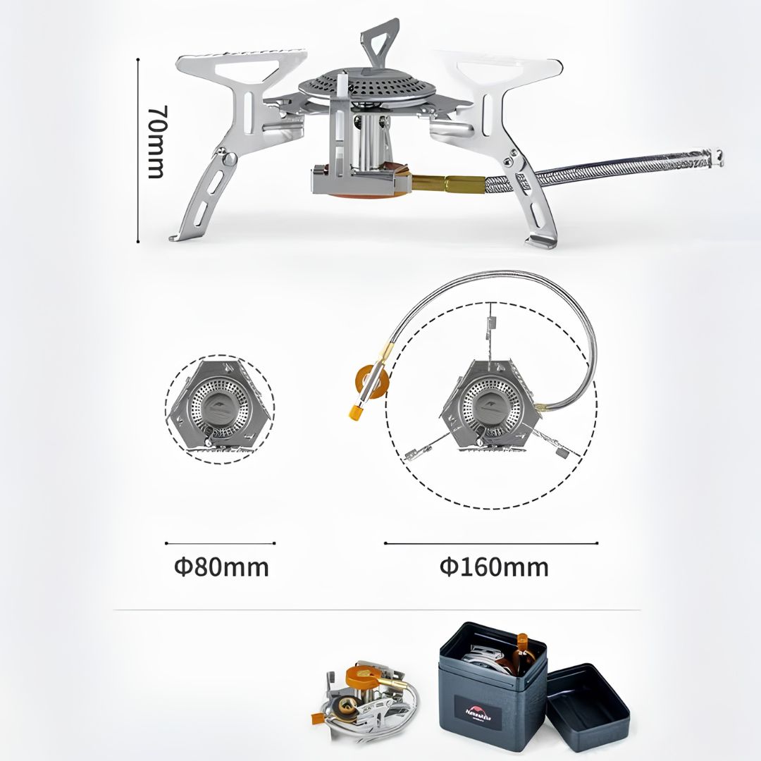 ESTUFA PORTÁTIL DE GAS PLEGABLE ACERO INOXIDABLE CON CHISPERO NATUREHIKE - Imagen 3